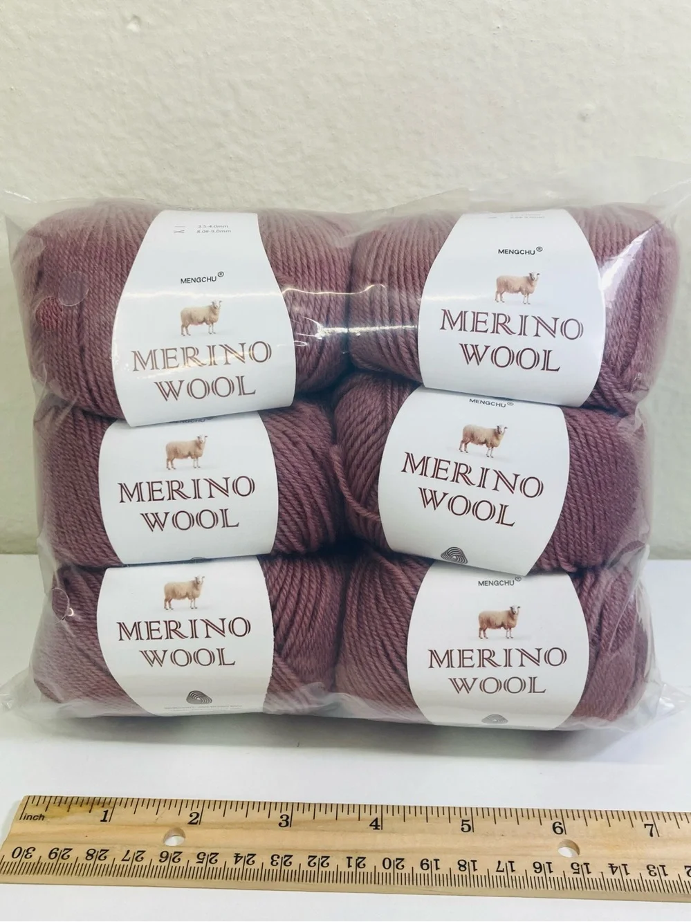 6 NWT ~300g total Mengchu 100% Merino Wool Yarn color: Dried Roses Pink